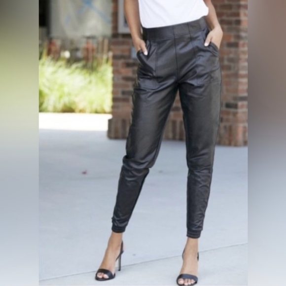 NWT Spanx faux leather joggers - Picture 2 of 12